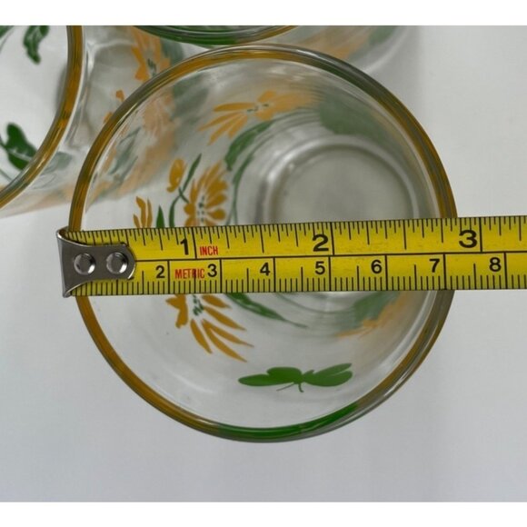 Set Of 3 Vintage Floral Drinking Glasses Yellow Daisy & Butterfly Design - Picture 8 of 8